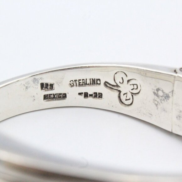 VINTAGE JRZ HALLMARKED TAXCO MEXICO STERLING 925 MODERNIST CLAMP 80G BRACELET - Picture 8 of 9